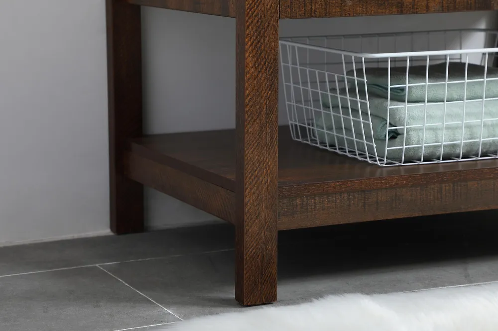 ELEGANT- 24" Dark Brown Oak ,Floor Standing Modern Bathroom Vanity, Marble Countertop