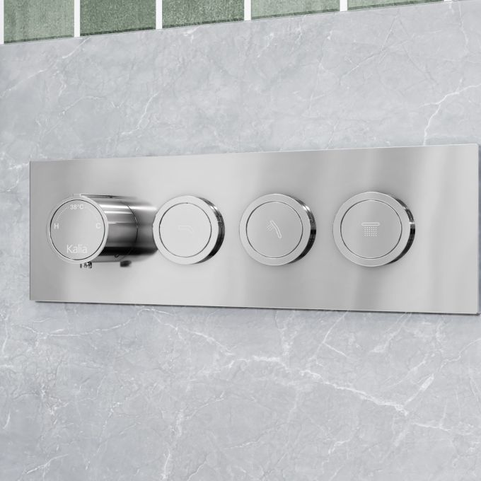 KALIA - MOROKA TB3 Shower systems with push buttons valve - Vertical arm