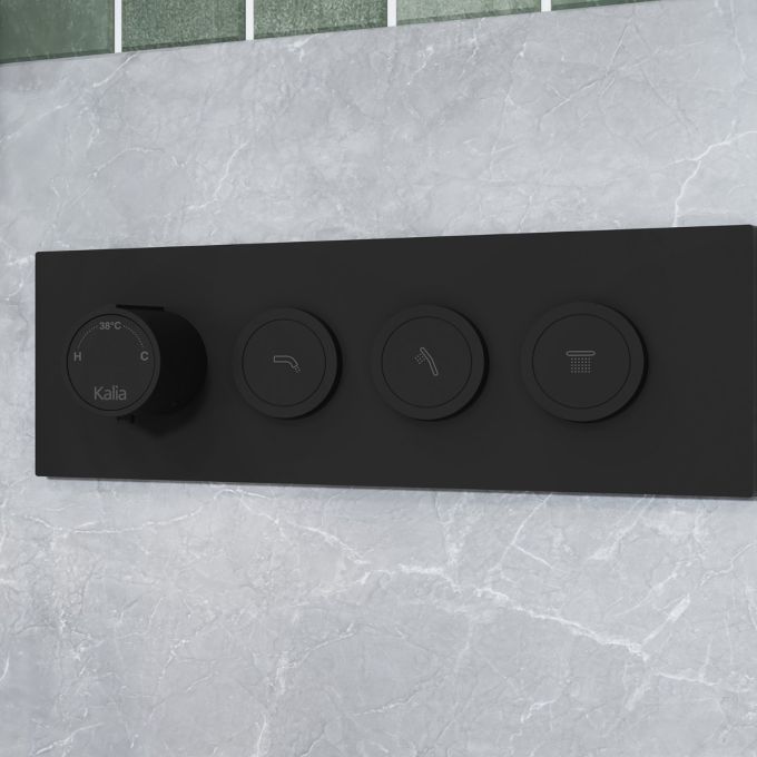 KALIA - MOROKA TB3 Shower systems with push buttons valve - Vertical arm