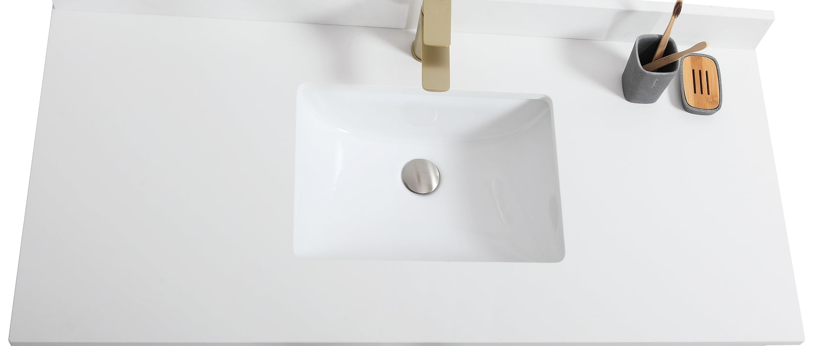 ROSE 42-Inch Left Side Sink Floor-Standing Modern Bathroom Vanity with Quartz Countertop, White