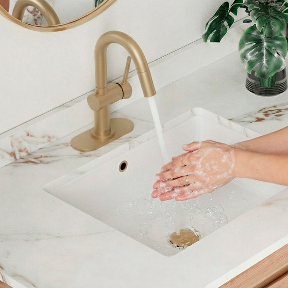 ALEEN- B114G Pull Down Bathroom Faucet Single Handle ,BRUSHED GOLD