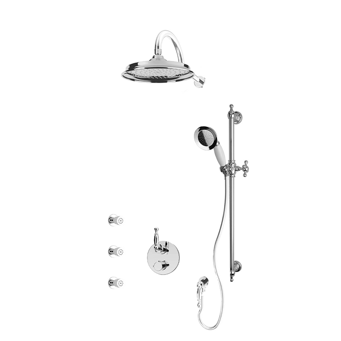 Rubi , Qabil 1/2 "Thermostatic Shower Kit With Body Jet and 9" Round Shower Head - Chrome