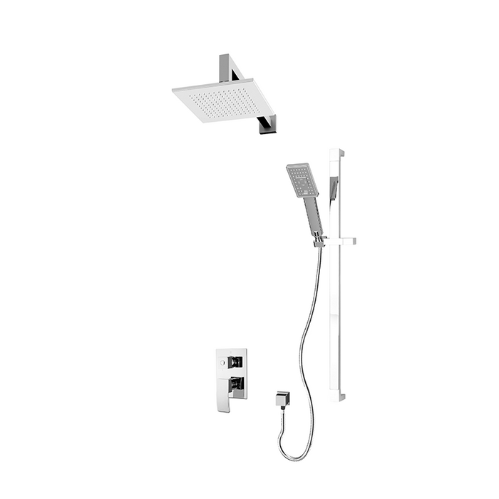 Rubi , Fall -Pressure Balanced Shower Set With Square Wall Arm Shower Head and Hand Shower - Chrome