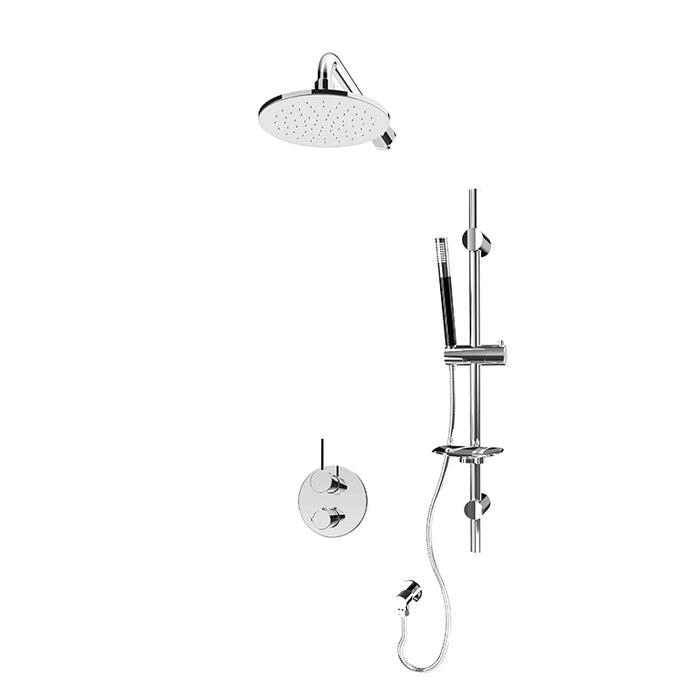 Rubi, Kronos- 1/2 Inch Thermostatic Shower Kit With Wall Arm Shower Head and Hand Shower