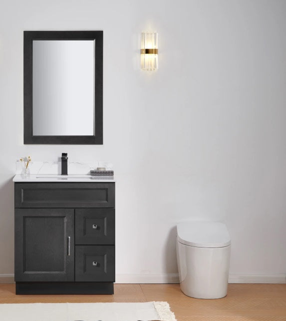 Nova- 30" Bathroom Vanity (3 colors) With Quartz Countertop / Right Side Drawers