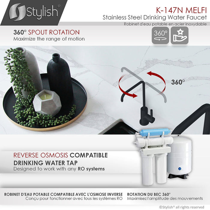STYLISH-MELFI Single Handle Cold Water Tap - MATT BLACK - Construction Commodities Supply Inc.