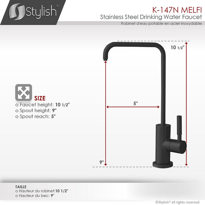 STYLISH-MELFI Single Handle Cold Water Tap - MATT BLACK - Construction Commodities Supply Inc.
