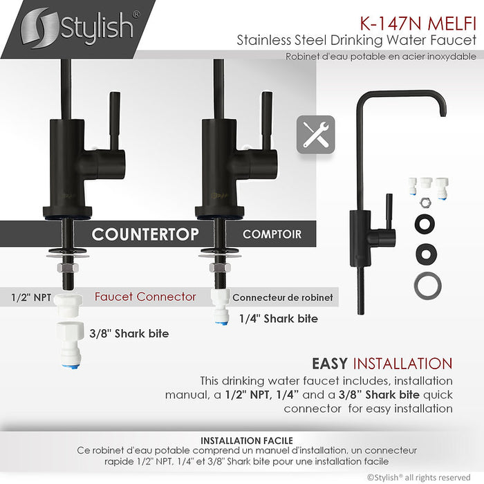 STYLISH-MELFI Single Handle Cold Water Tap - MATT BLACK - Construction Commodities Supply Inc.