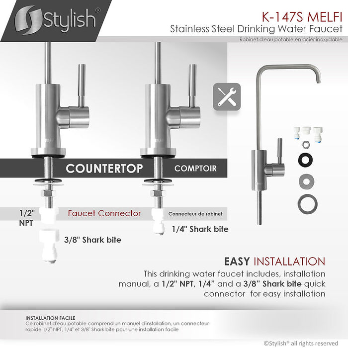 STYLISH-MELFI Single Handle Cold Water Tap - STAINLESS STEEL - Construction Commodities Supply Inc.