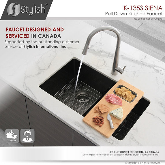 STYLISH-SIENA K-135 Pull-Down Kitchen Faucet - Stainless Steel - Construction Commodities Supply Inc.