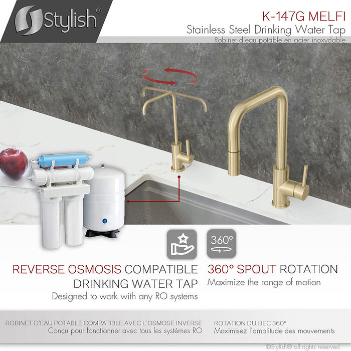 STYLISH-MELFI Single Handle Cold Water Tap - BRUSHED GOLD - Construction Commodities Supply Inc.