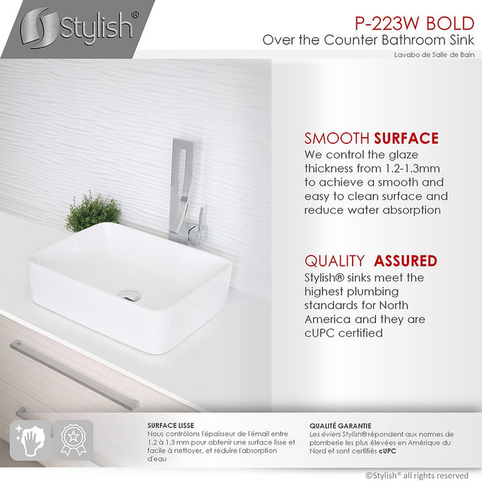 Stylish -18'' BOLD P-223W Vessel Sink