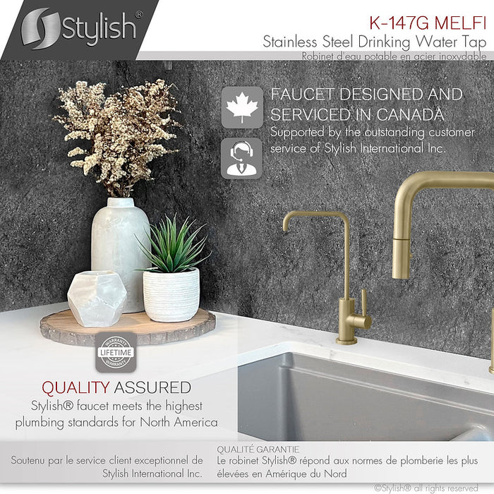 STYLISH-MELFI Single Handle Cold Water Tap - BRUSHED GOLD - Construction Commodities Supply Inc.