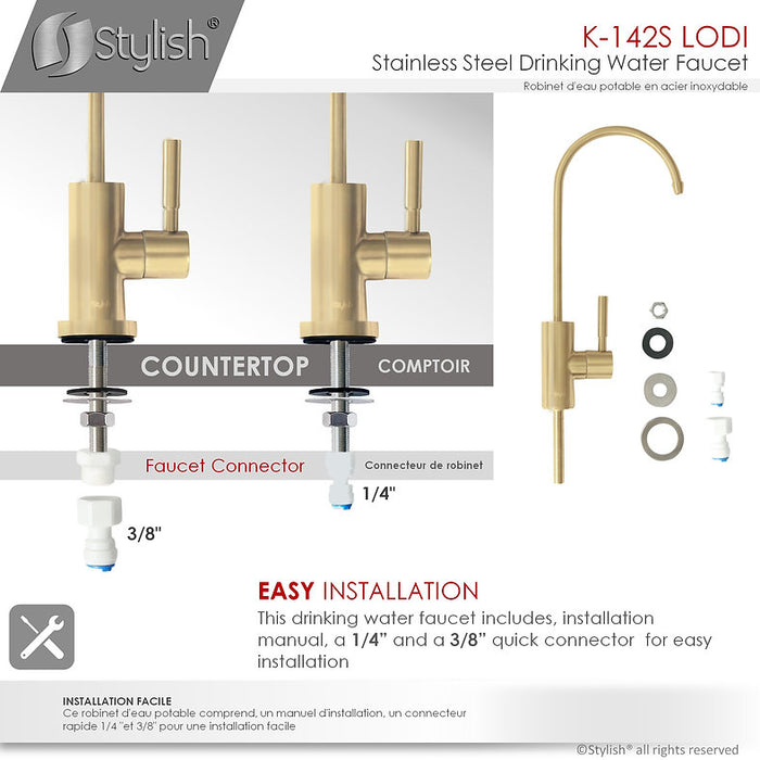 STYLISH-LODI Single Handle Cold Water Tap - BRUSHED GOLD - Construction Commodities Supply Inc.