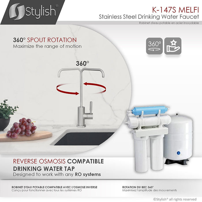 STYLISH-MELFI Single Handle Cold Water Tap - STAINLESS STEEL - Construction Commodities Supply Inc.