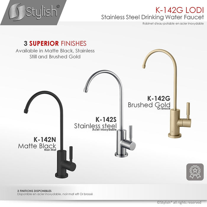 STYLISH-LODI Single Handle Cold Water Tap - BRUSHED GOLD - Construction Commodities Supply Inc.