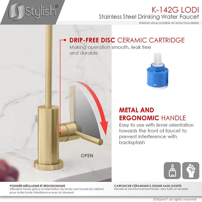 STYLISH-LODI Single Handle Cold Water Tap - BRUSHED GOLD - Construction Commodities Supply Inc.