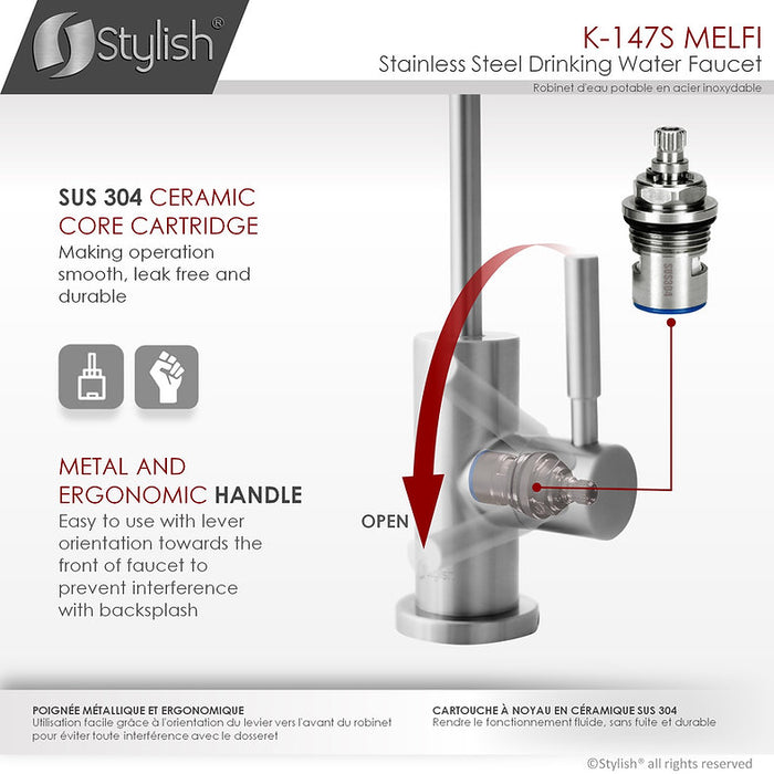 STYLISH-MELFI Single Handle Cold Water Tap - STAINLESS STEEL - Construction Commodities Supply Inc.
