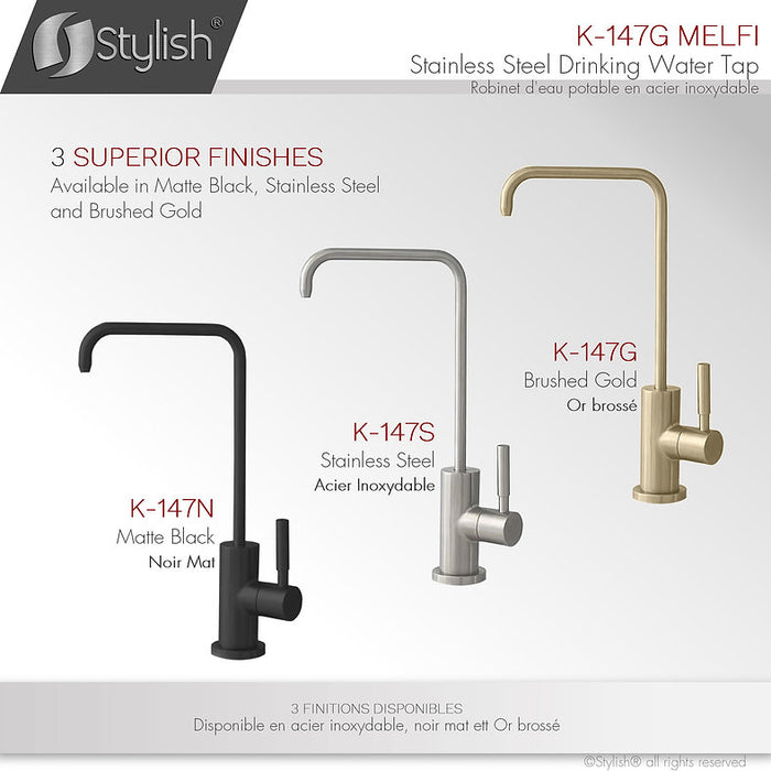 STYLISH-MELFI Single Handle Cold Water Tap - BRUSHED GOLD - Construction Commodities Supply Inc.