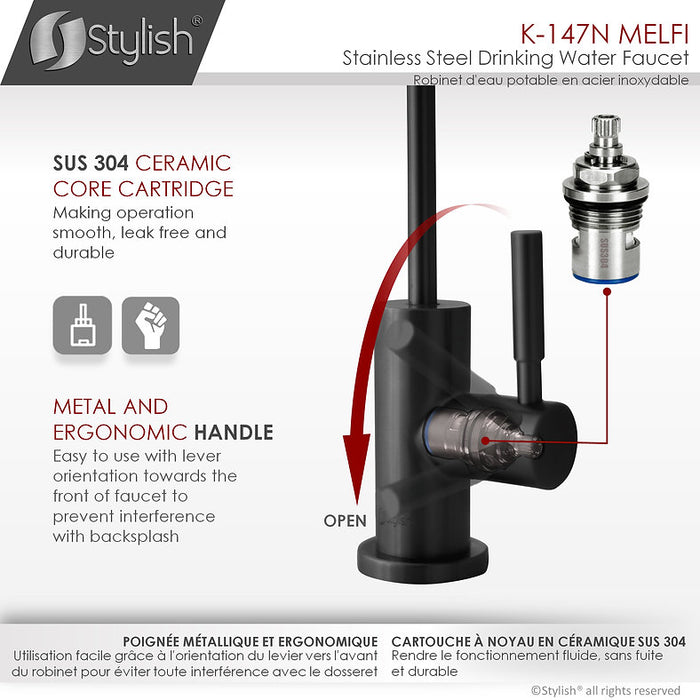 STYLISH-MELFI Single Handle Cold Water Tap - MATT BLACK - Construction Commodities Supply Inc.