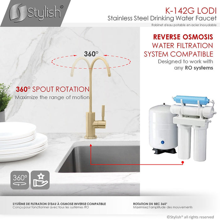 STYLISH-LODI Single Handle Cold Water Tap - BRUSHED GOLD - Construction Commodities Supply Inc.