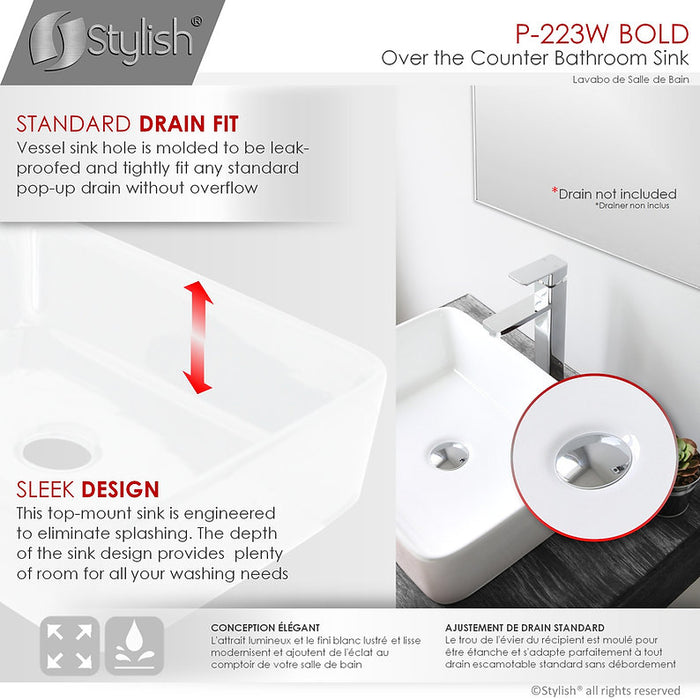 Stylish -18'' BOLD P-223W Vessel Sink