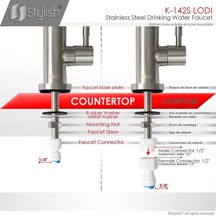 STYLISH-LODI Single Handle Cold Water Tap - STAINLESS STEEL - Construction Commodities Supply Inc.