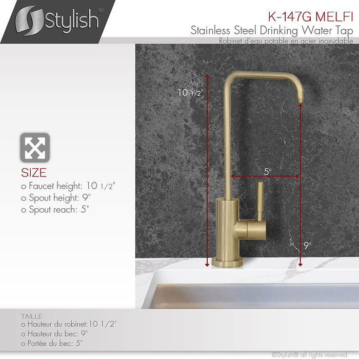 STYLISH-MELFI Single Handle Cold Water Tap - BRUSHED GOLD - Construction Commodities Supply Inc.