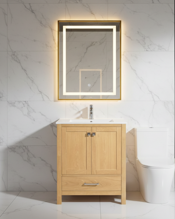 Rose- 24" x 18" Golden Oak , Solid Wood Floor Standing Modern Bathroom Vanity