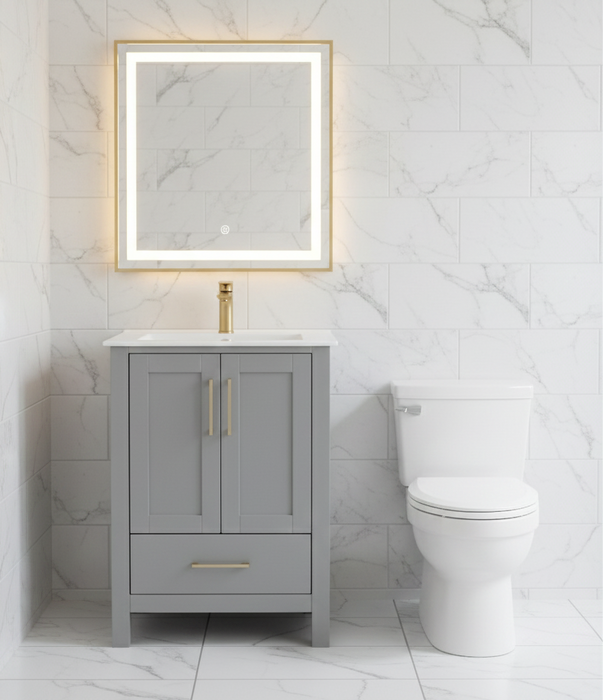 ROSE - 24" Grey,Solid Wood Floor Standing Modern Bathroom Vanity