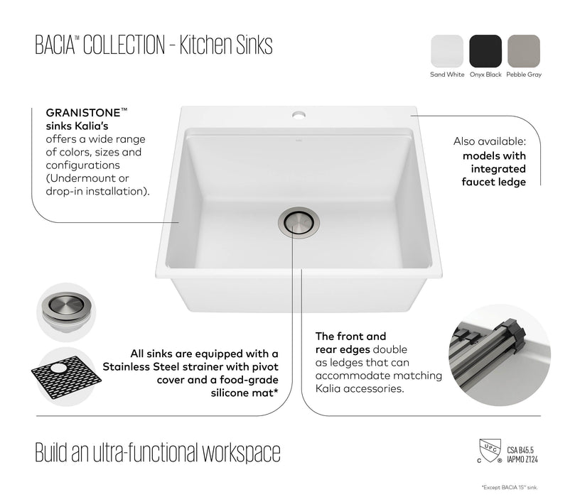 KALIA - Bacia - Kitchen sink 31" Undermount  ( 3 COLORS AVAILABLE )