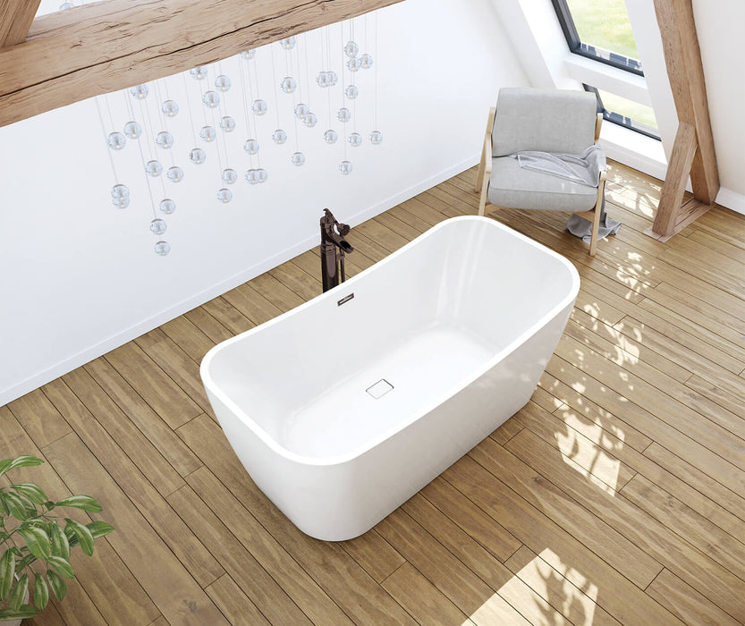 MAAX - Villi 65 x 32 Acrylic Freestanding Center Drain Bathtub in White with White Skirt