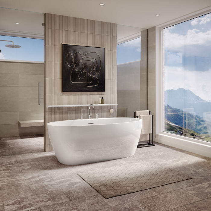 MAAX - Hatto 67" x 32" x 24"  Acrylic Freestanding Center Drain Bathtub in gloss White