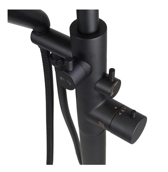 KODAEN-F71106, Matt Black Thermostatic Free standing Bathtub Faucet