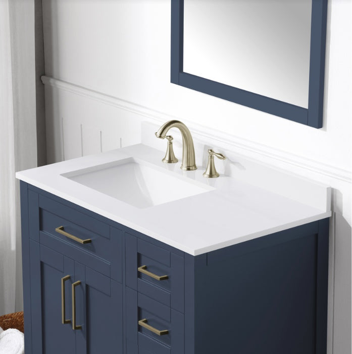 SIENA 36 Inch, Solid Wood Bathroom Vanity with Quartz Countertop, Midnight Blue