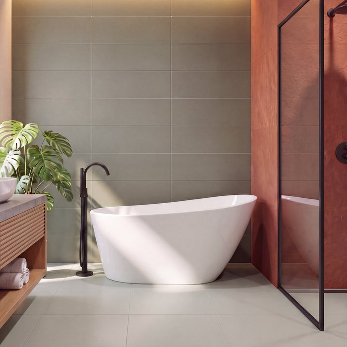 NEPTUNE -Malaga 66" x 32" AFR Acrylic Freestanding End Drain Bathtub in White