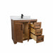 CANADIAN MAPLE - 42" Right Side drawers, Tuscan Calo Stain Bathroom Vanity With Quartz Countertop - Construction Commodities Supply Inc.