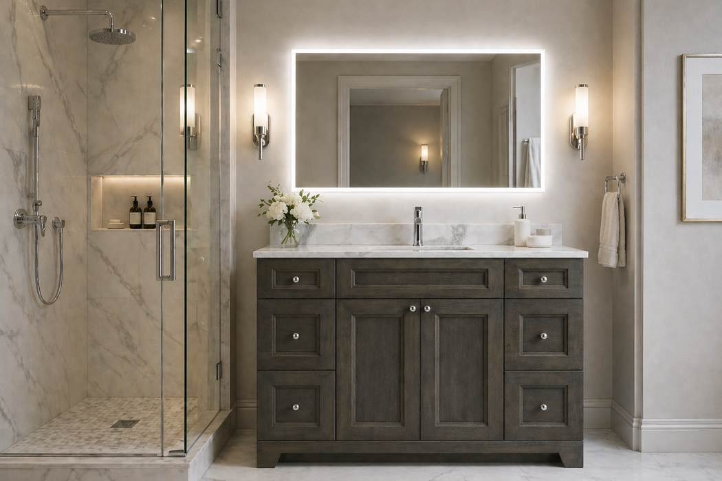 CLASSIC- 60",Single Sink Solid wood Bathroom Vanity (6 COLORS AVAILABLE) With Quartz Countertop - Construction Commodities Supply Inc.