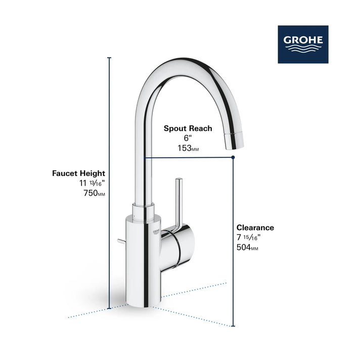 GROHE - Concetto™  Single Hole Single-Handle L-Size Bathroom Faucet 4.5 L/min (1.2 gpm)