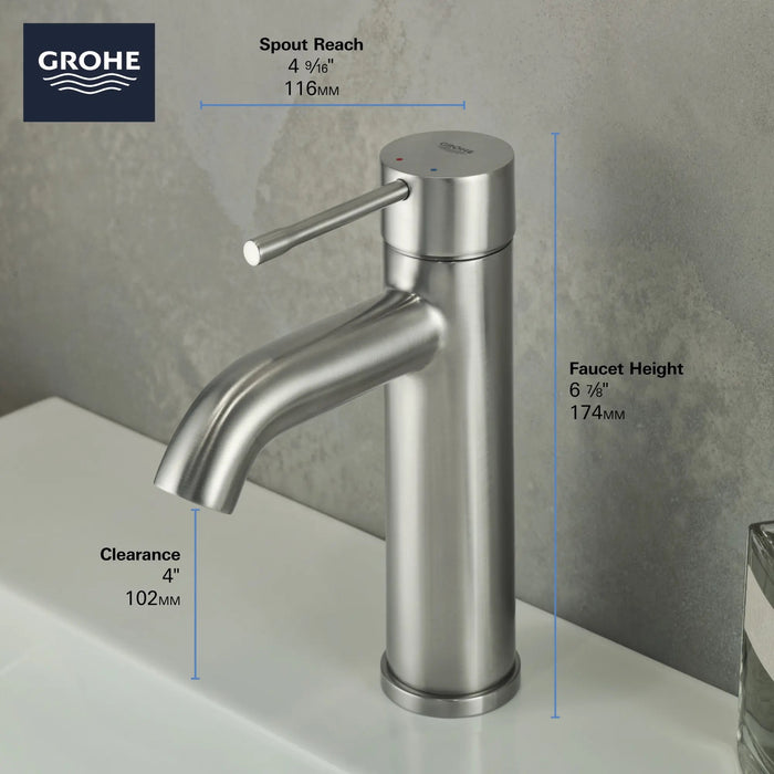 GROHE - Essence New  Single Hole Single-Handle S-Size Bathroom Faucet 4.5 L/min (1.2 gpm)