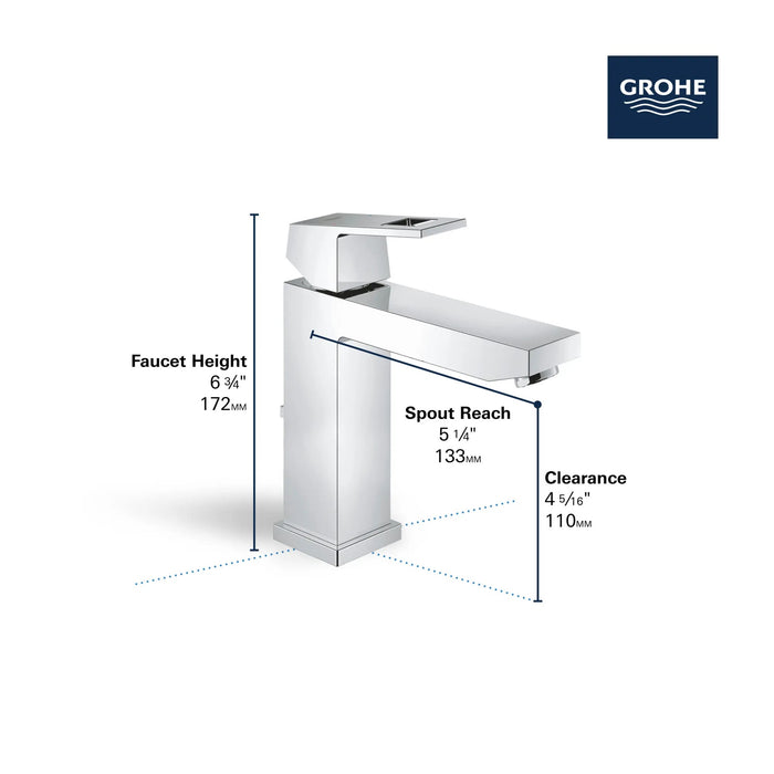 GROHE - Eurocube® Single Hole Single-Handle M-Size Bathroom Faucet 4.5 L/min (1.2 gpm)