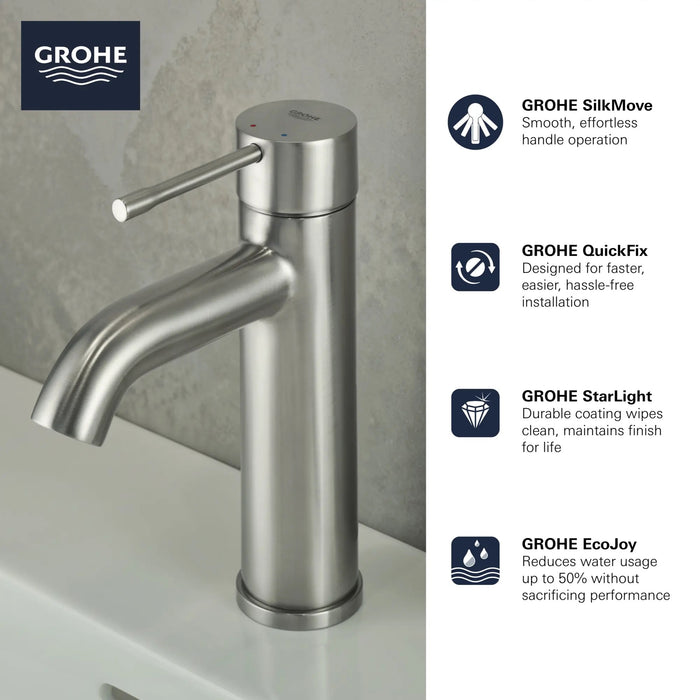 GROHE - Essence New  Single Hole Single-Handle S-Size Bathroom Faucet 4.5 L/min (1.2 gpm)