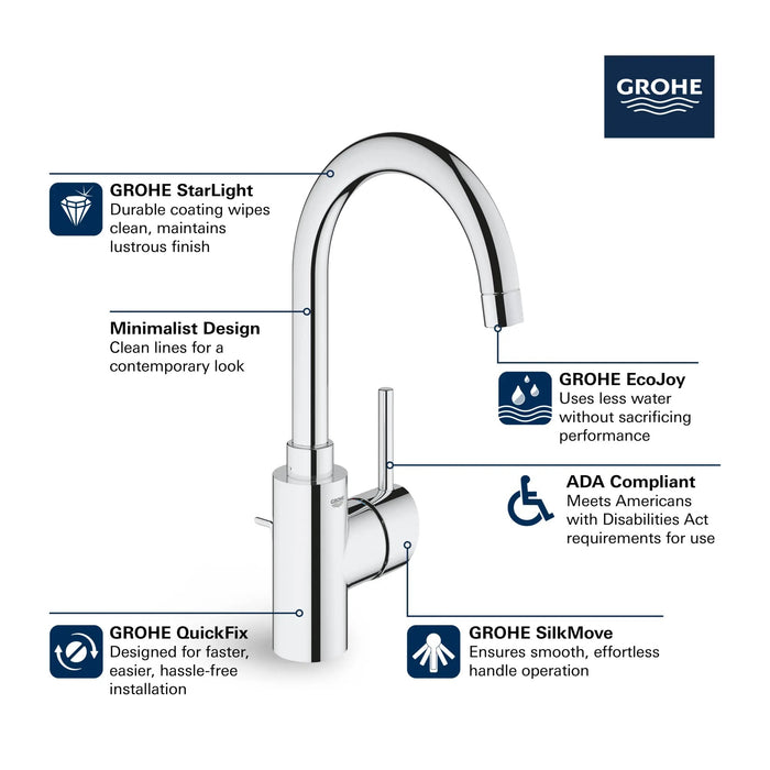 GROHE - Concetto™  Single Hole Single-Handle L-Size Bathroom Faucet 4.5 L/min (1.2 gpm)