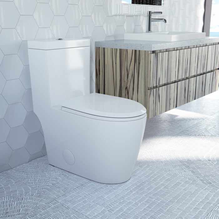 Neptune Prague One Piece 4.1/6L Dual Flush Elongated Toilet White ** PICKUP IN STORE ONLY**