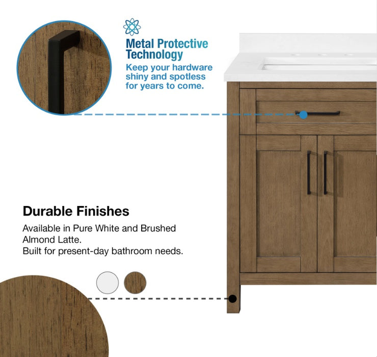 SIENA 48 Inch, Double Sink Solid Wood Bathroom Vanity with Carrera Marble Countertop, Almond Latte
