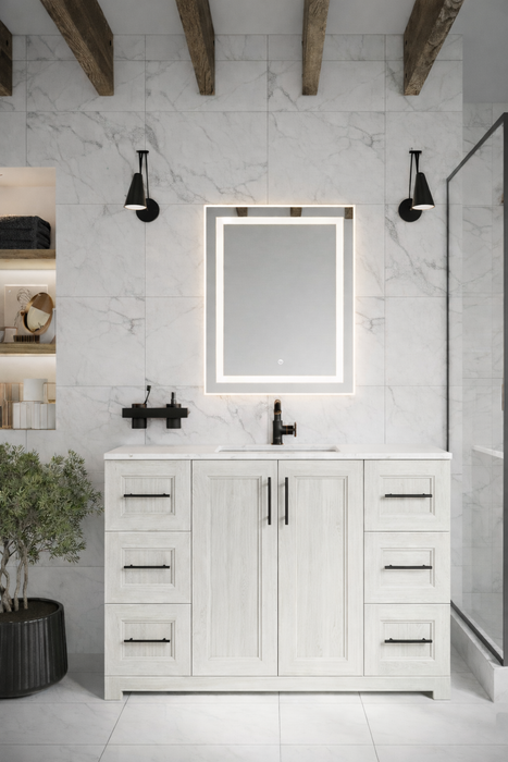 CABINETSMITH- 48" CANADIAN Bathroom Vanity With Quartz top & 6 Drawers (12 COLORS AVAILABLE) - Construction Commodities Supply Inc.