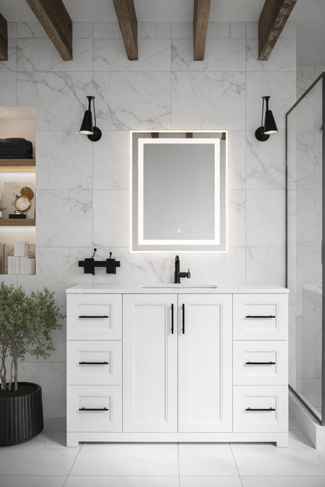 CABINETSMITH- 48" CANADIAN Bathroom Vanity With Quartz top & 6 Drawers (12 COLORS AVAILABLE) - Construction Commodities Supply Inc.