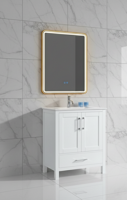 Rose- 24" x 18" White , Solid Wood Floor Standing Modern Bathroom Vanity