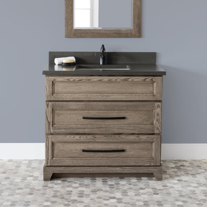 StoneWood / Desert Oak - 36" Bathroom Vanity With Quartz Countertop