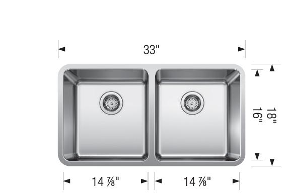 BLANCO - FORMERA U 2 BOWL UNDERMOUNT SINK - STAINLESS STEEL (Min. Cabinet size:36")